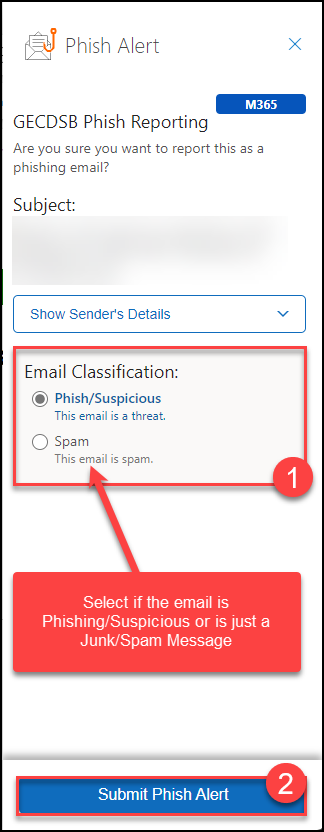Submitting with Phish Alert