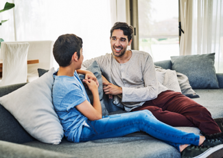 Father and son talking