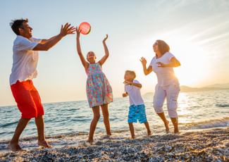 Family enjoying summer weather