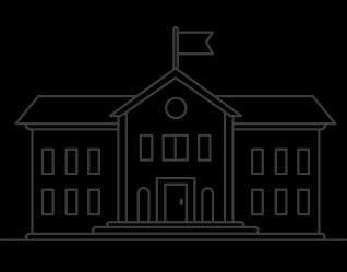 Black background with school illustration